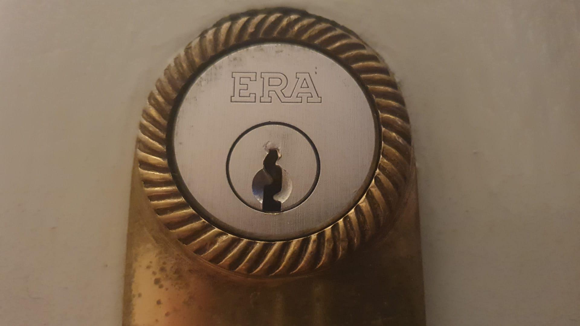 rim cylinder lock on a front door