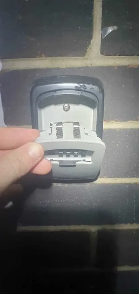 An open keysafe at night