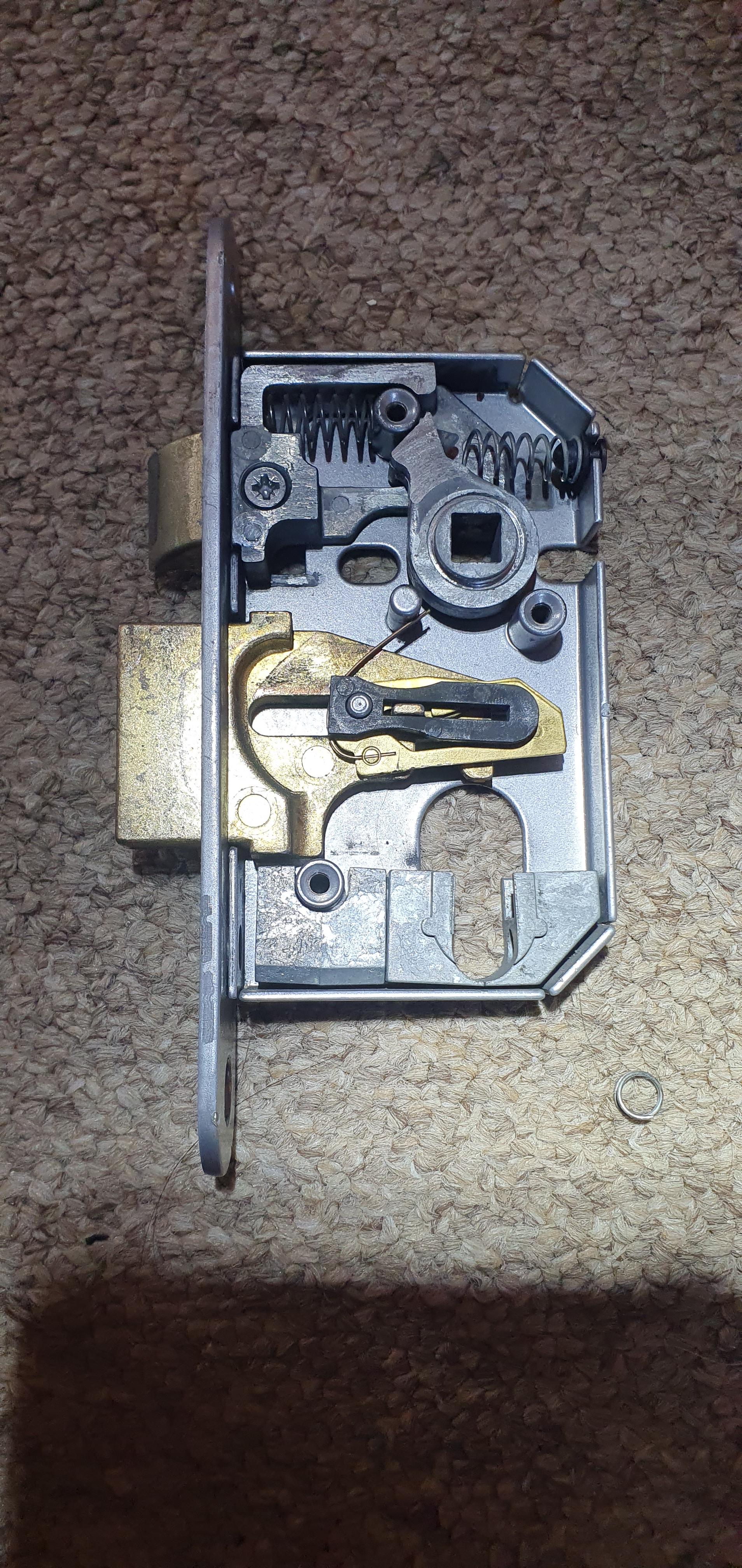 The insides of a fixed lock that has been lock fixed by AD Locksmithing