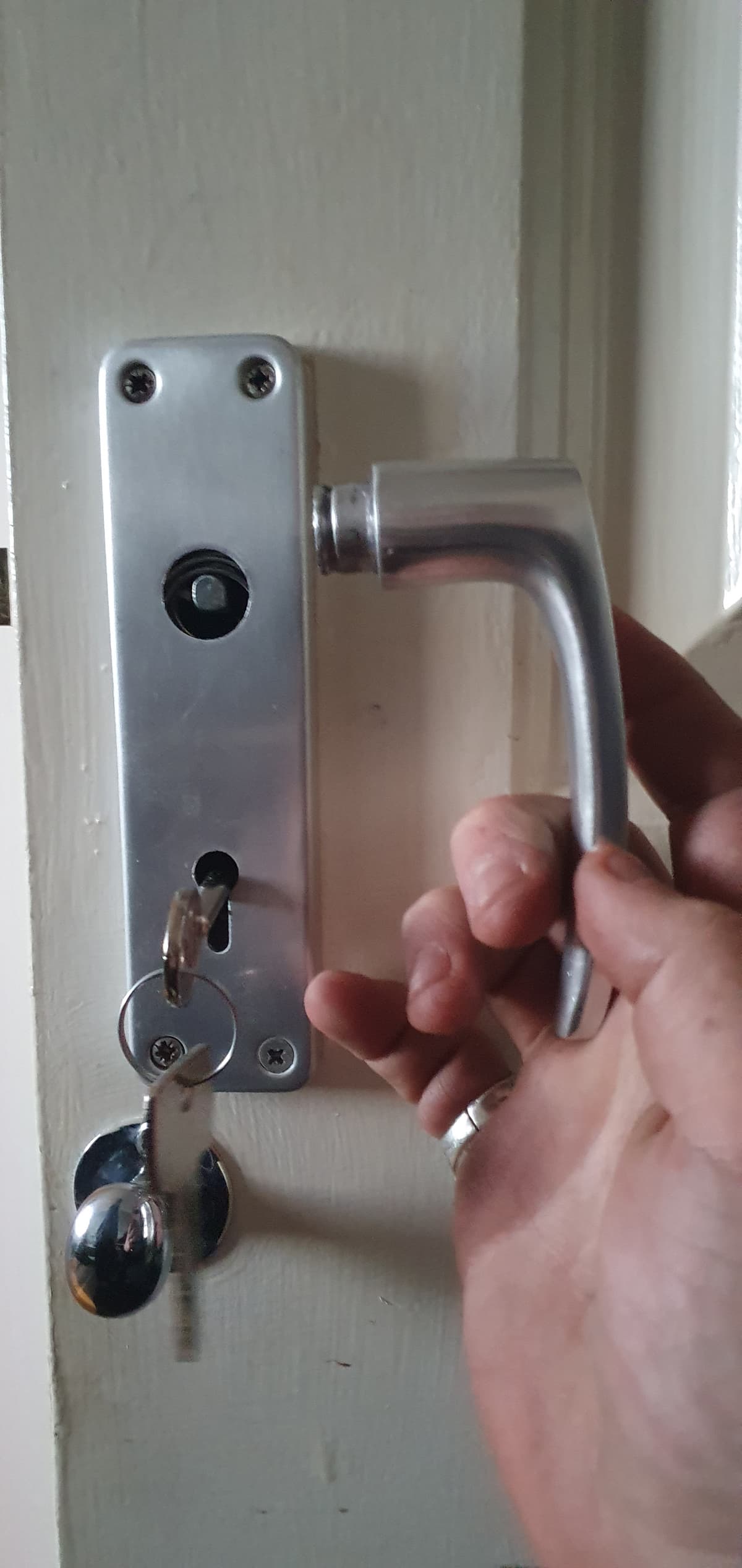 Professional Locksmith Services A door that needs the handle repaired