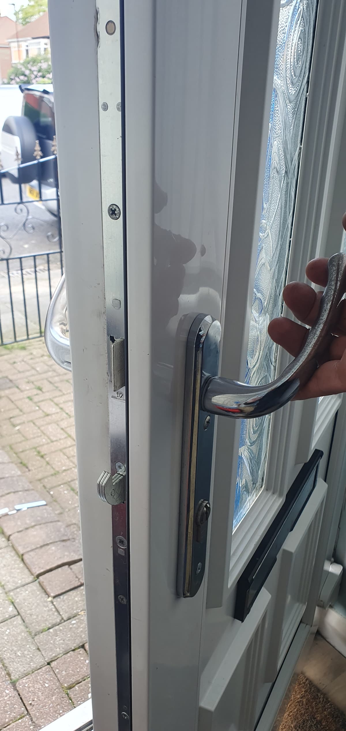 Professional Locksmith Services A door repair being performed by AD Locksmithing